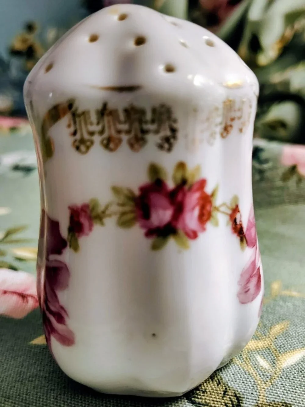 Vintage Floral Porcelain Salt Shaker